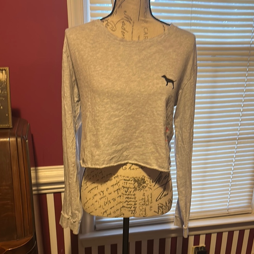 PINK Victoria's Secret Cream grey Crop